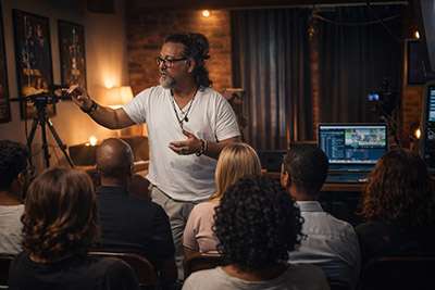 Intro hero scene in studio